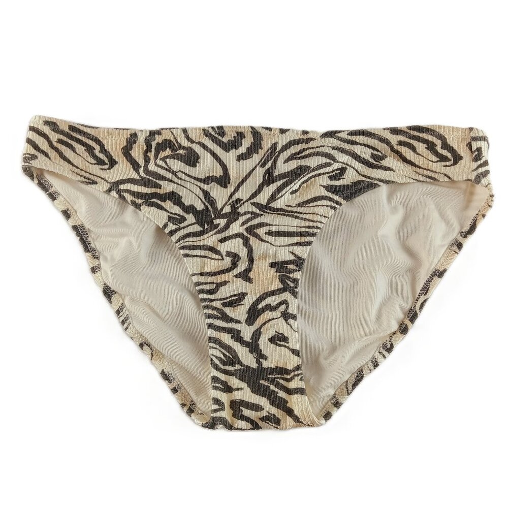 Aerie Shine Rib Full Coverage Bikini Bottom Women's Size Small Natural Swim